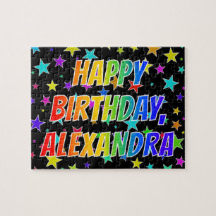 Puzzle "ALEXANDRA" Nombre, Diversión "FELIZ CUMPLEAÑOS"