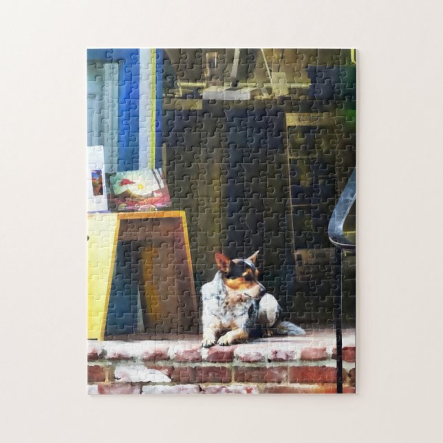 Puzzle Alexandria VA - Corgi Relaxing in Front of King St (Vertical)
