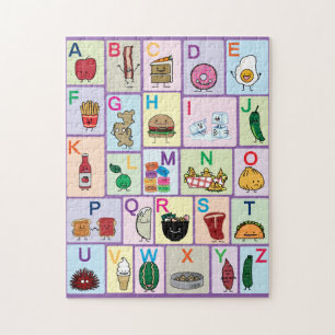 Puzzle Alfabeto ABC letras de aprendizaje de comidas feli