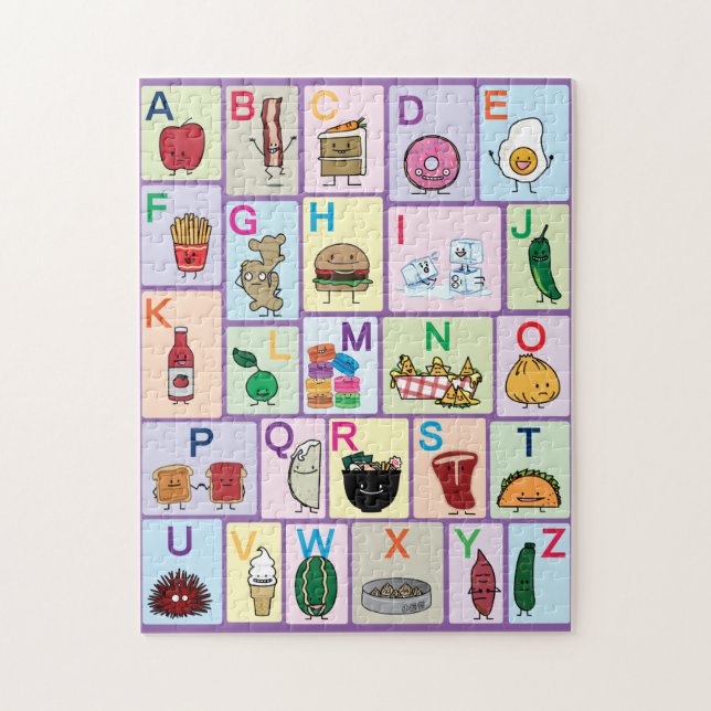 Puzzle Alfabeto ABC letras de aprendizaje de comidas feli (Vertical)