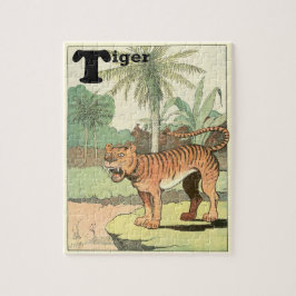 Puzzle Alfabeto animal de tigre de selva
