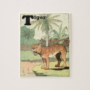 Puzzle Alfabeto animal de tigre de selva