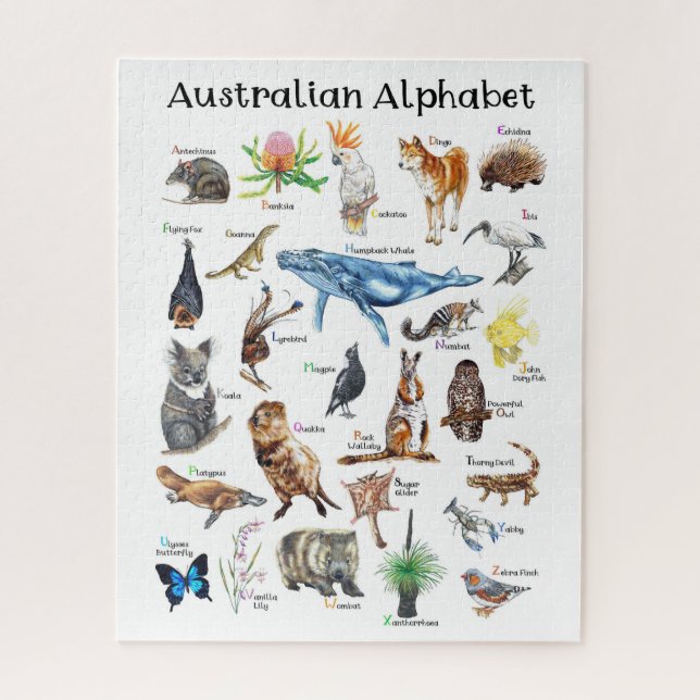 Puzzle Alfabeto de animales de Australia  (Vertical)