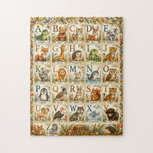 Puzzle Alfabeto de Animales del Bosque Acuarela Aprendiza
