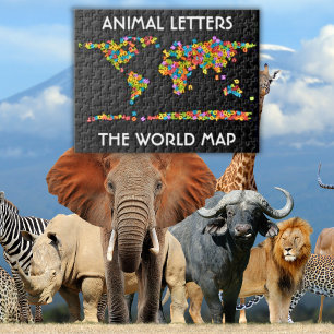 Puzzle Alfabeto del mapa mundial de letras de animales