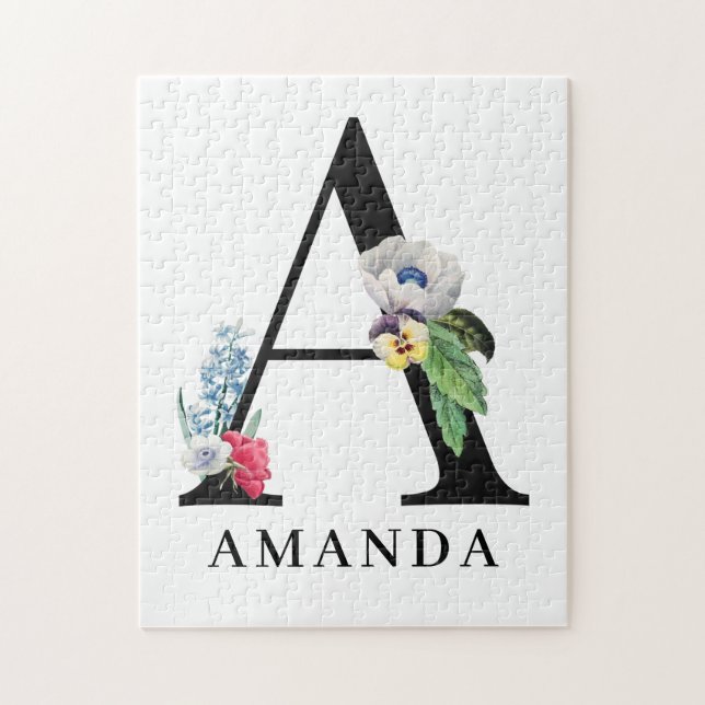 Puzzle Alfabeto floral A personalizado monograma (Vertical)