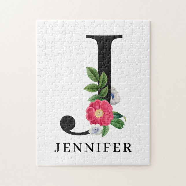 Puzzle Alfabeto floral personalizado J Monograma (Vertical)