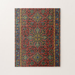 Puzzle Alfombra Persa Clásica Rojo Azul