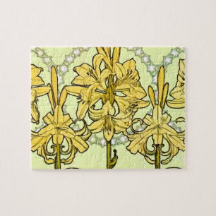 Puzzle Alfonse Mucha Art Nouveau lily pattern classic