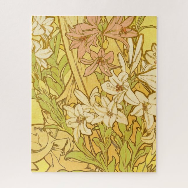 Puzzle Alfonse Mucha Flores de lirio Art Nouveau (Vertical)