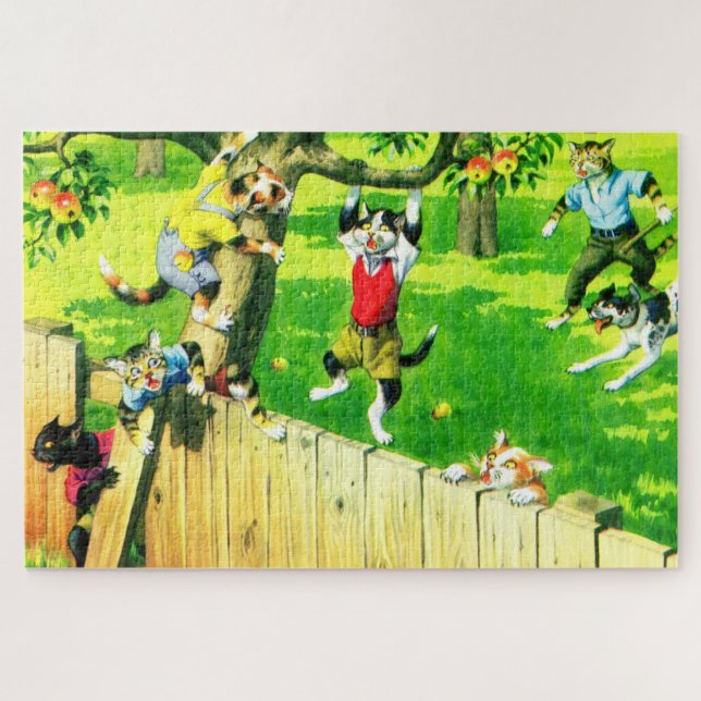 Puzzle Alfred Mainzer gata trepando un manzano (Horizontal)