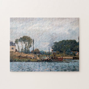 Puzzle Alfred Sisley - Barcos en la esclusa de Bougival