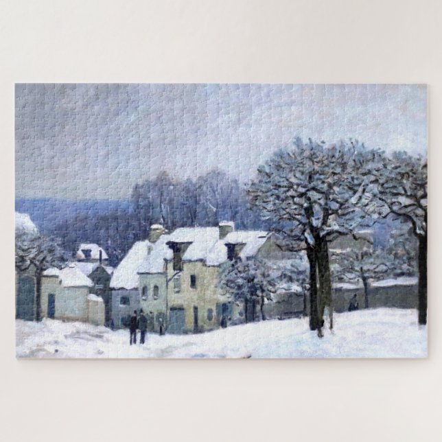 Puzzle Alfred Sisley Place du Chenil en Marly, nieve (Horizontal)