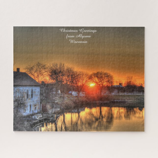 Puzzle Algoma Wisconsin. Saludos de Navidad Jigsaw Puzzl (Horizontal)