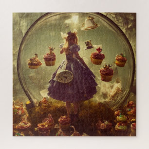 Puzzle Alicia de Steampunk y pastelitos AI Generación de 