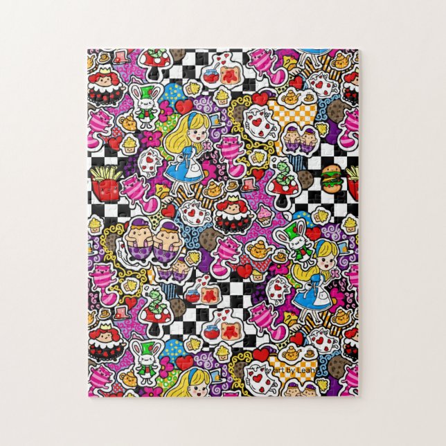 Puzzle Alicia en el país de las maravillas Kawaii Doodle  (Vertical)