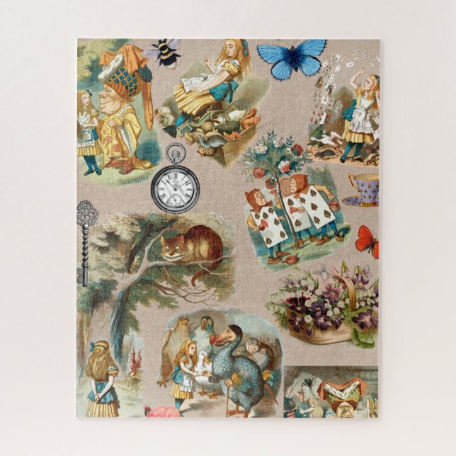 Puzzle Alicia en personajes del gato de Cheshire en el pa (Vertical)