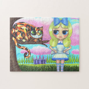 Puzzle Alicia en un gato de Cheshire, muñeca de ojos gran