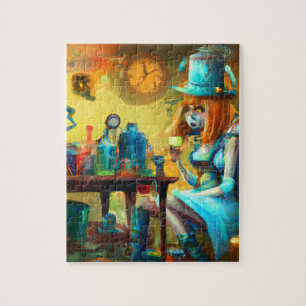 Puzzle Alicia Steampunk creando pociones en un laboratori