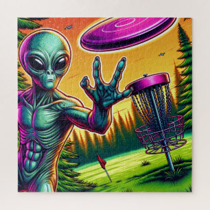 Puzzle Alien Disk Golf Pin Basket