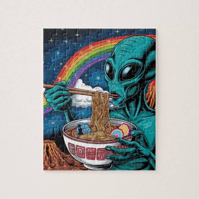 Puzzle Alien Eating Noodles (Vertical)