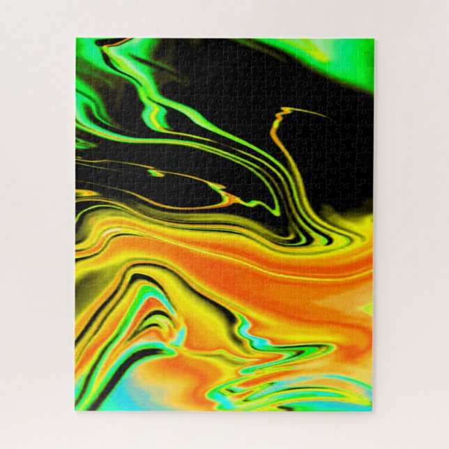 Puzzle Alien Planet Marble Green Naranja Black (Vertical)