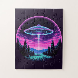 Puzzle Alien Spaceship Retro Futurista