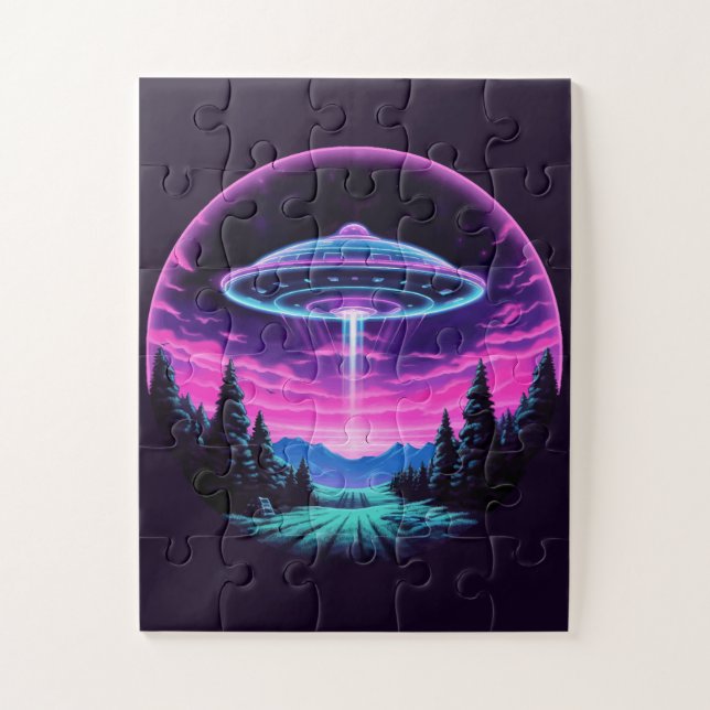 Puzzle Alien Spaceship Retro Futurista (Vertical)