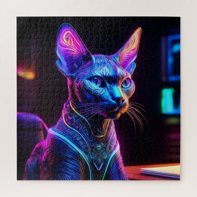 Puzzle Alien Sphinx Cat Sits In his Captain's Chair (Vertical)
