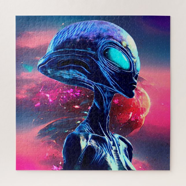 Puzzle Alien Wisdom Psychedelic Scifi Art (Vertical)