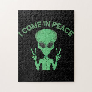 Puzzle Alienígena Verde Que Vengo En Paz OVNI Extraterres