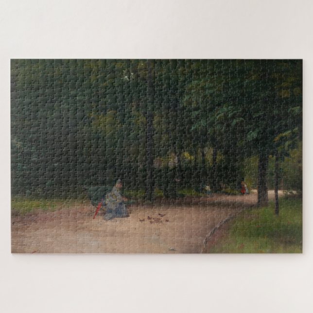 Puzzle Alimentar a las aves en el parque (de Paul Peel) (Horizontal)