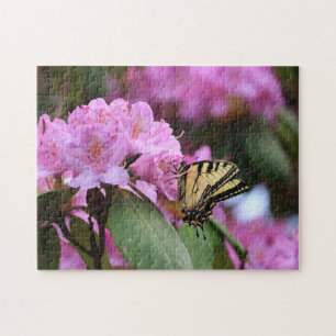 Puzzle Alimentos de Rhododendron rosa y mariposa de cola