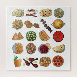 Puzzle Alimentos indios degustan comida del Ilustracion i