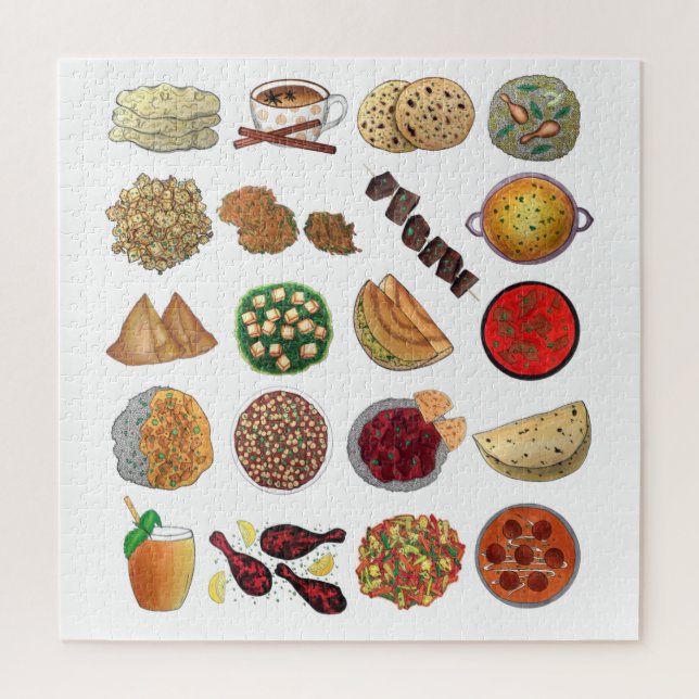 Puzzle Alimentos indios degustan comida del Ilustracion i (Vertical)
