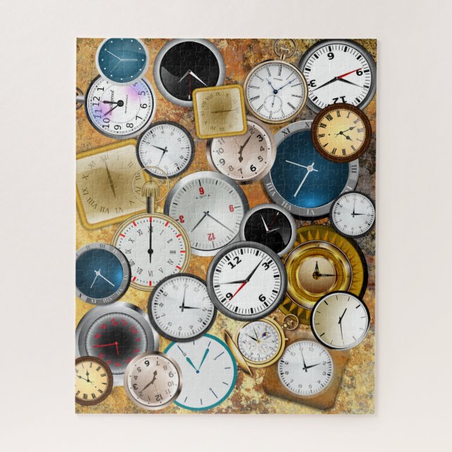Puzzle All Over Clocks and Watches Design (Vertical)