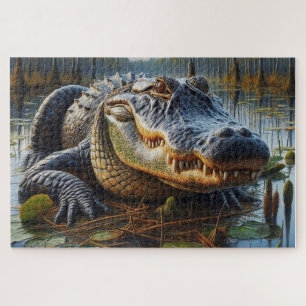 Puzzle Alligador de toros en el pantano