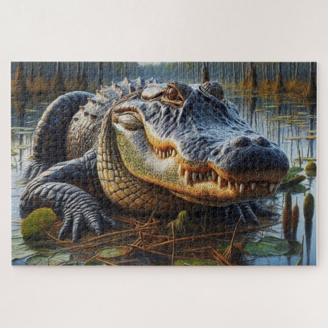 Puzzle Alligador de toros en el pantano (Horizontal)