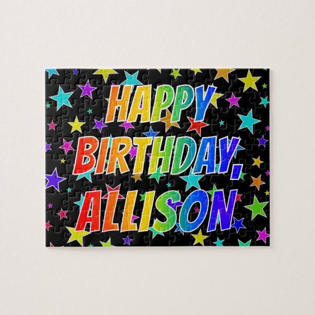 Puzzle "ALLISON" Nombre, Diversión "FELIZ CUMPLEAÑOS" (Horizontal)