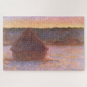 Puzzle Almiares de Claude Monet al atardecer, tiempo hela
