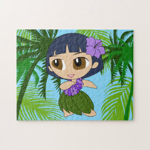 Puzzle Aloha Honeys Hawaiian Blue Hair Hula Chica