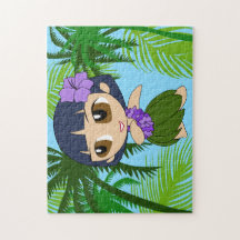 Aloha Honeys Hawaiian Blue Hair Hula Chica