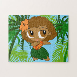 Puzzle Aloha Honeys Hawaiian Brown Hair Hula Chica