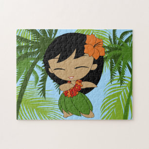 Puzzle Aloha Honeys Hawaiian Hula Chica con Naranja