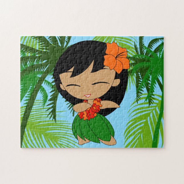 Puzzle Aloha Honeys Hawaiian Hula Chica con Naranja (Horizontal)