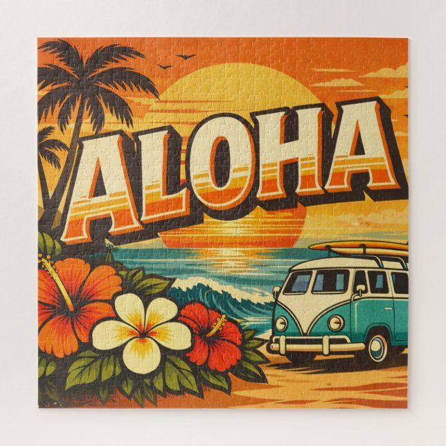 Puzzle Aloha Tropical Island Sunset Artwork (Vertical)