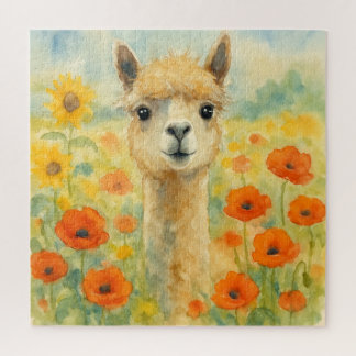 Puzzle Alpaca entre flores silvestres