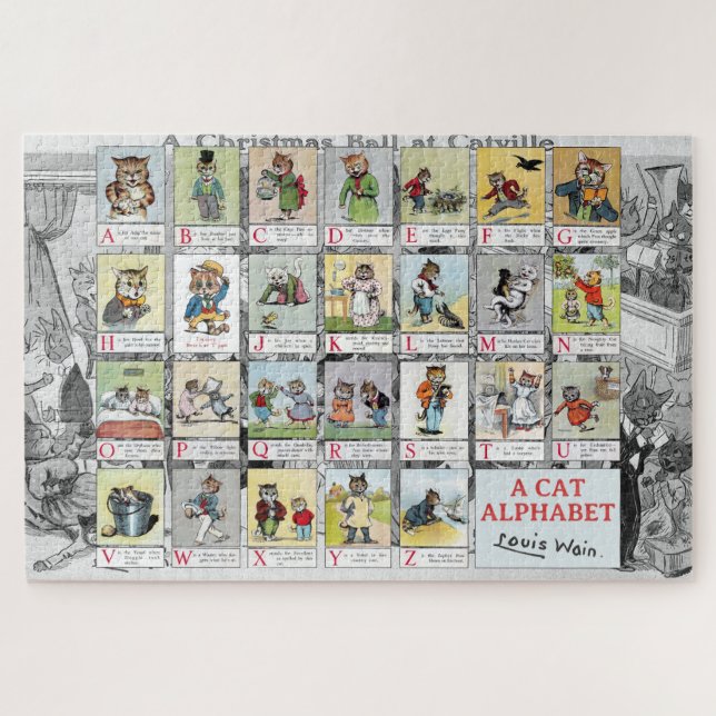 Puzzle Alphabet Cat, Louis Wain (Horizontal)