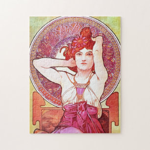 Puzzle Alphonse Mucha Ametista Vintado Floral Art Nouveau