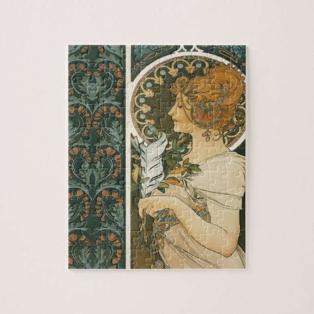 Puzzle Alphonse Mucha Art Nouveau Feather Chica (Vertical)